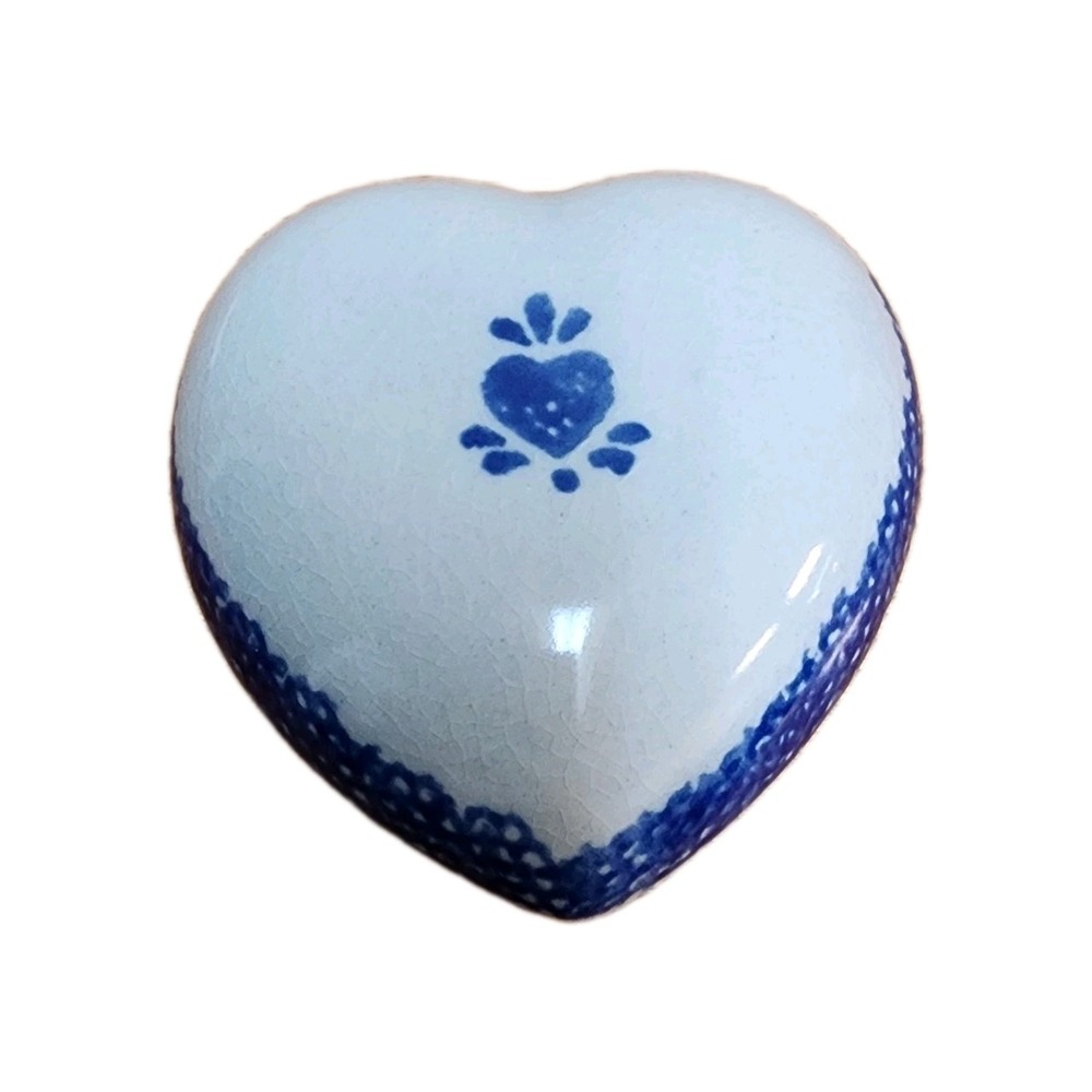 Blue Heart Sponge Covered Dish for Candy Trinkets and Jewelry 4 Inches Across